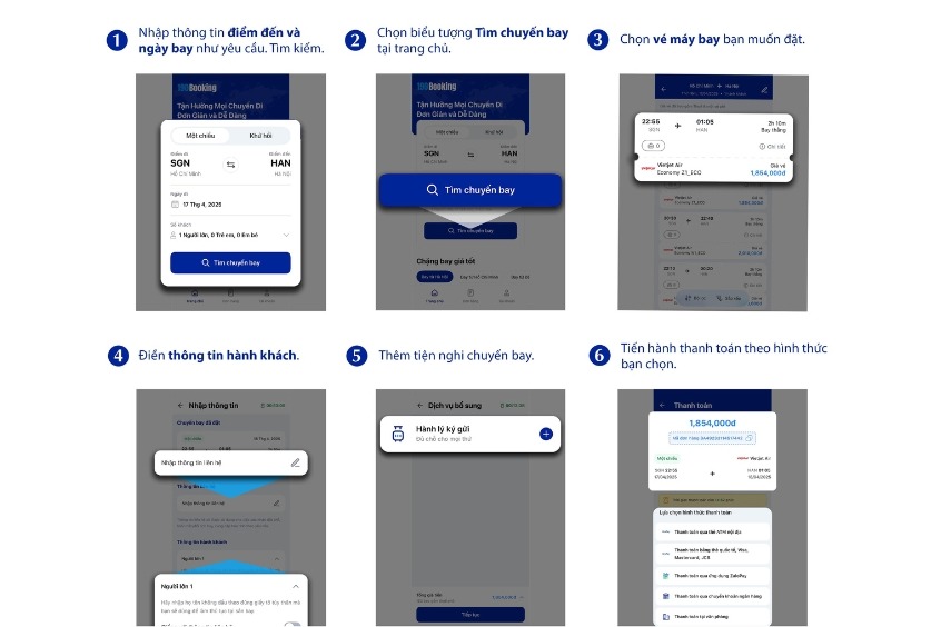 Quy trình đặt vé máy bay từ Vân Đồn đi Buôn Ma Thuột tại 190 Booking