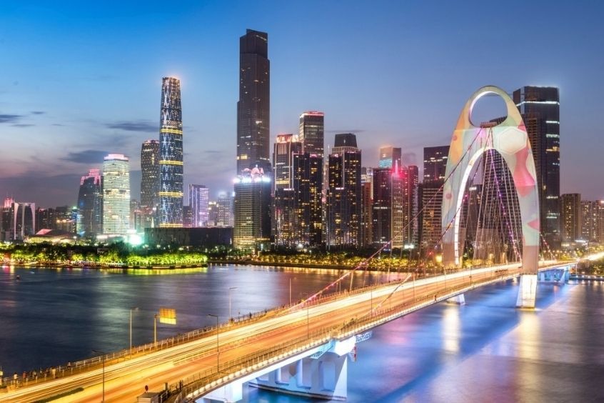 Vé máy bay đi Quảng Châu - Khung cảnh về đêm khu trung tâm tài chính ở Quảng Châu