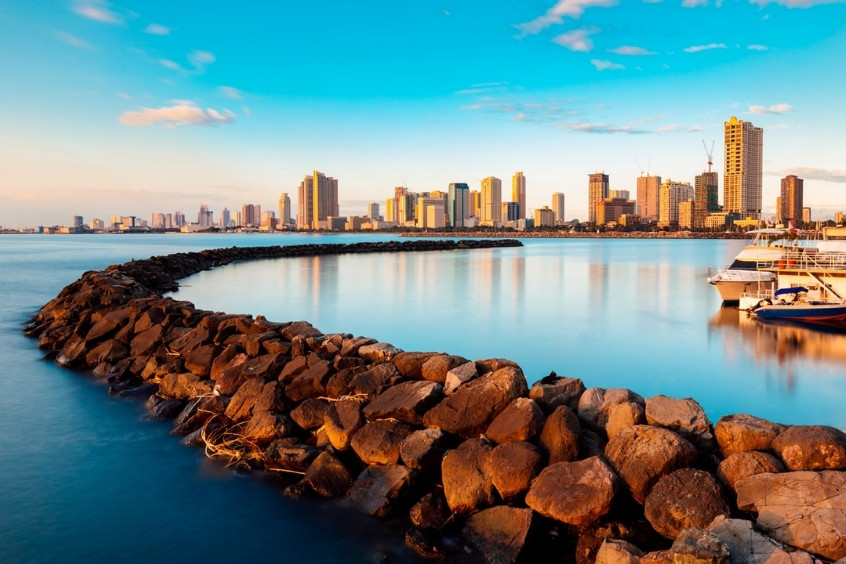 Vé máy bay đi Manila - khung cảnh hoàng hôn tại Vịnh Manila