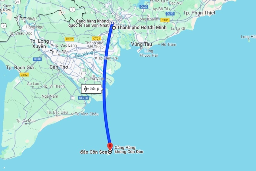 Thông tin chặng bay TP. Hồ Chí Minh đi Côn Đảo