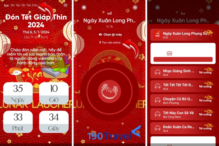 Giao diện app Sắp tết đếm ngược