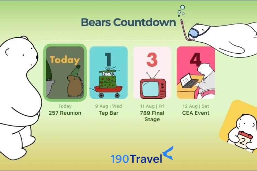 Giao diện app Bears Countdown