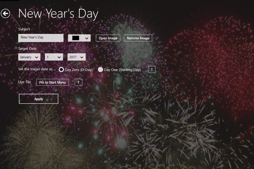 giao diện phần mềm D-Day Countdown Lite 