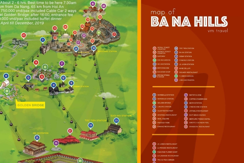sơ đồ cáp treo bà nà hills