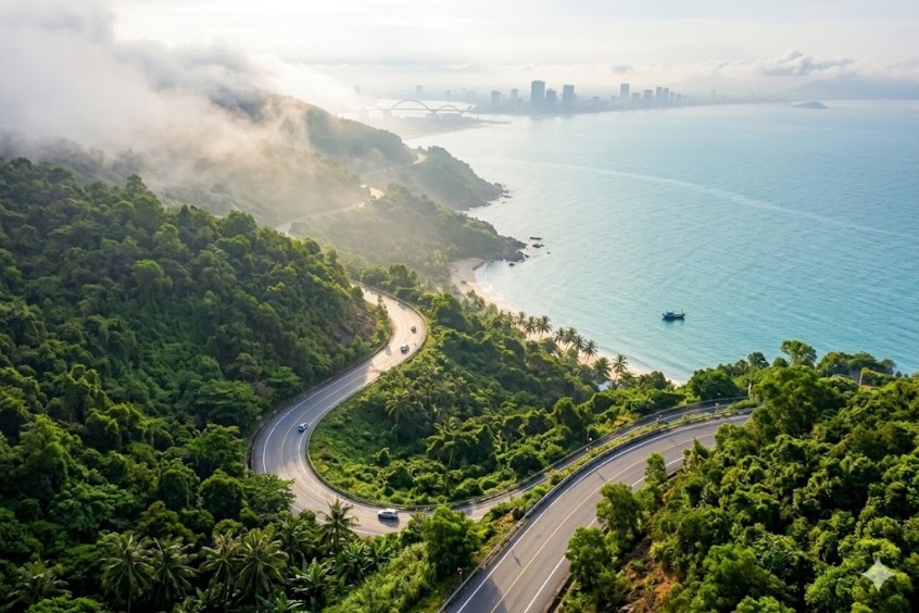  Đèo Hải Vân – cung đường săn mây với phong cảnh đẹp ở Đà Nẵng từ trên cao