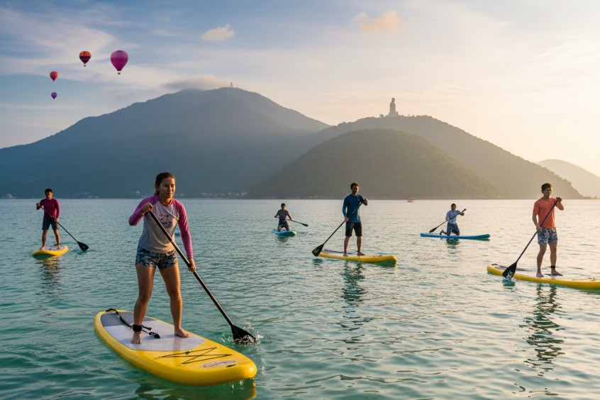 Hoạt động chèo SUP trên biển