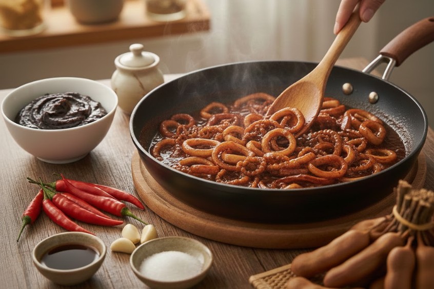 Chế biển mực rim me đà nẵng tại nhà