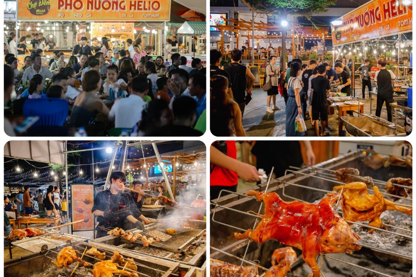 Phố ẩm thực Đà Nẵng về đêm tại Helio sôi động và đa dạng món ăn (Nguồn: Internet)