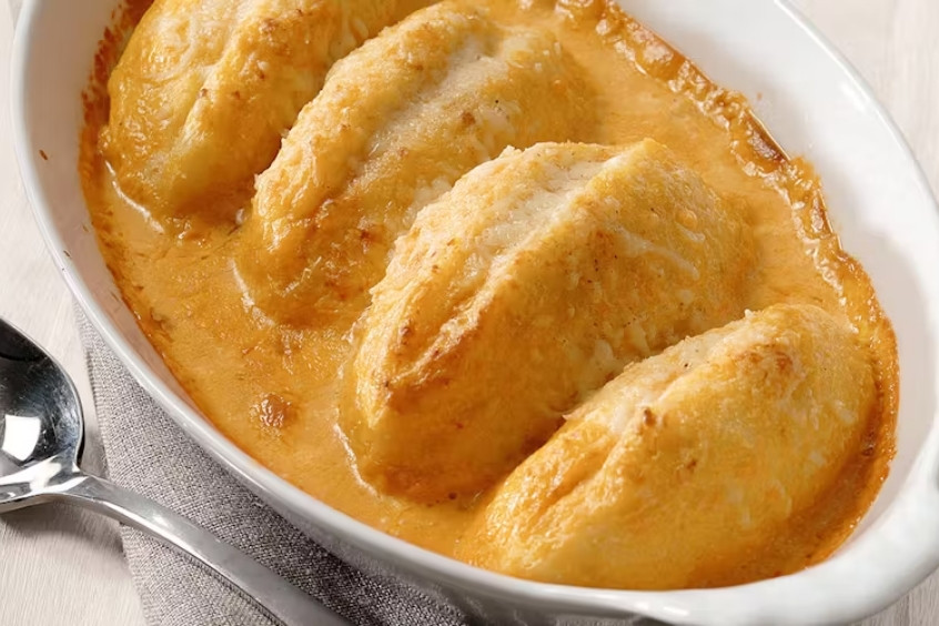 Món bánh Quenelle với lớp bột mềm mịn, hình dáng tinh tế và sốt béo ngậy