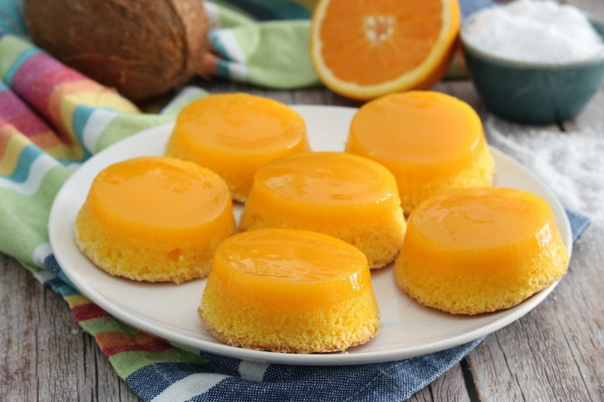 Bánh trứng dừa mềm mịn, cắt lát sẵn phục vụ ăn nhẹ