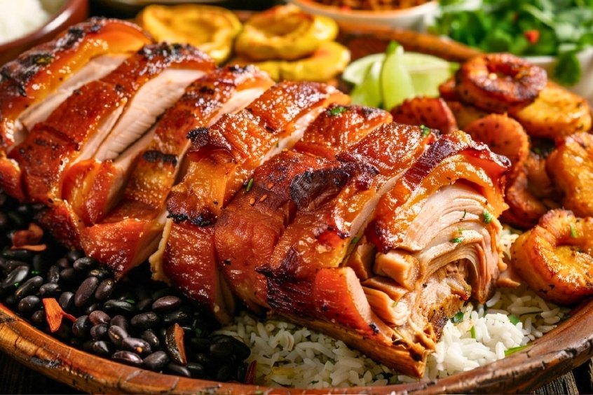 Món Lechón Asado Cuba, heo quay giòn tan, thịt mềm mọng, đặc sản ẩm thực truyền thống