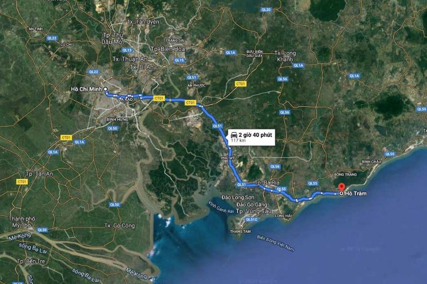 Hướng dẫn di chuyển đến Hồ Tràm