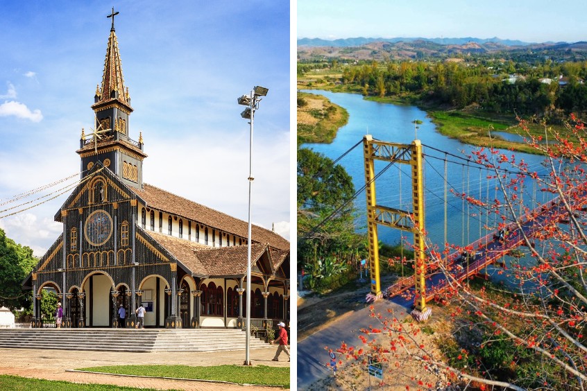 Nhà thờ Gỗ Kon Tum và Cầu treo Kon Klor